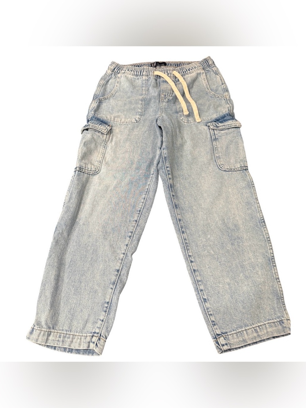 Gap Easy Jean Cargo Drawstring Women’s Small Blue and Black Light Wash Two Pairs